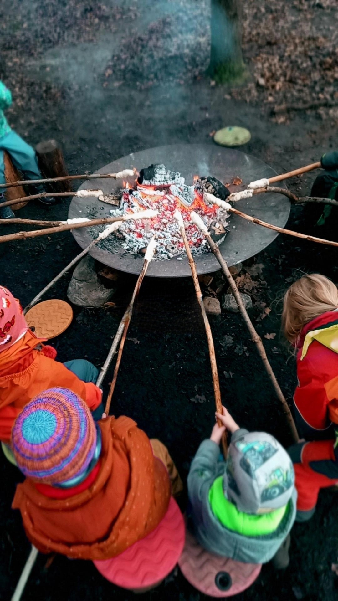 Kinder an Feuerschale